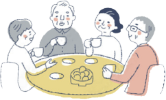 団らんする老人グループ